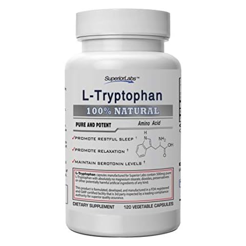 Superior Labs – Pure L-Tryptophan – 500mg, 120 Vegetable Capsules – Non-GMO Dietary Supplement for Restful Sleep & Relaxation – Supports Feelings of Well Being and Healthy Circulation Circulation Cover