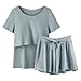Women'S Maternity Nursing Pajamas Set Lounge Breastfeeding Sleepwear Double Layer Short Sleeve Top & Shorts Nursing Pjs BU2,XXXL/F