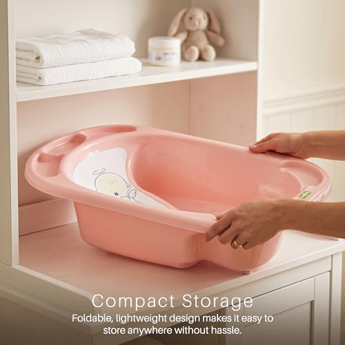 Image of Baybee Lullie Baby Bath Tub for Kids with Anti-Slip Base & Easy Drain | Babies Bathtub with Built-in Soap & Accessory Holder | Spacious Baby Bath Tub for 0-5 Years Boys Girls (Pink)