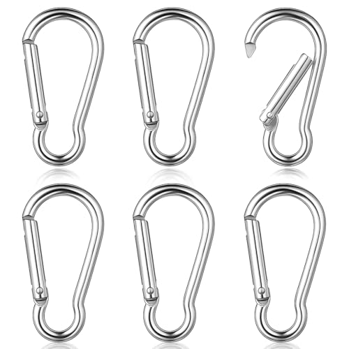 FdcZeyxior 6 PCS Flag Pole Rings Replacement Carabiner Clips, Silver