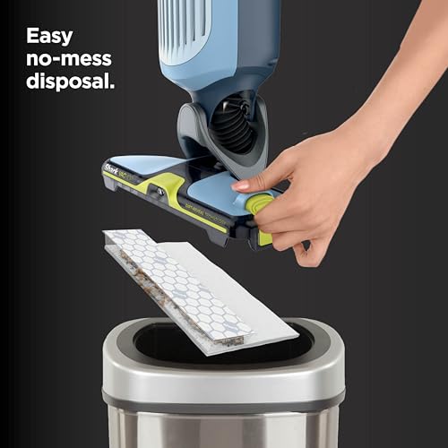 Image of Shark VACMOP Reveal Cordless Hard Floor Cleaner, Vacuum & Spray Mop, Powerful Suction, Lightweight, Illumination Light, 4 Disposable Pads, 12oz Pet Multi-Surface Cleaning Solution, Blue, VM401BL