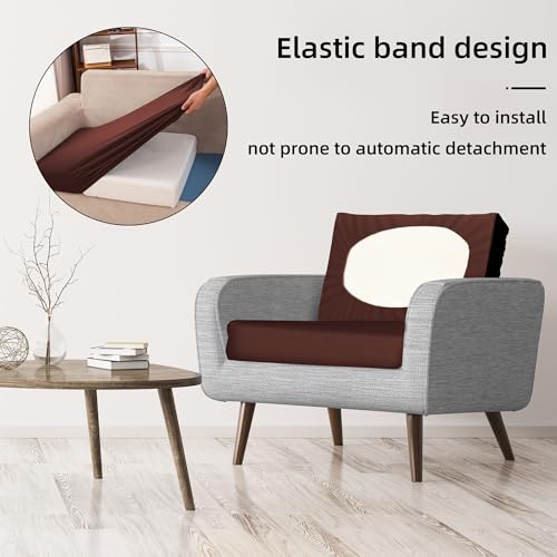 Image of 8Pcs Stretch Patio Cushion Covers,Outdoor Couch Covers Replacement,Outdoor Couch & Sofa Slipcovers,for Patio Furniture Cushion Covers,Washable Reusable Furniture Protector (Light Coffee,Cover Only)