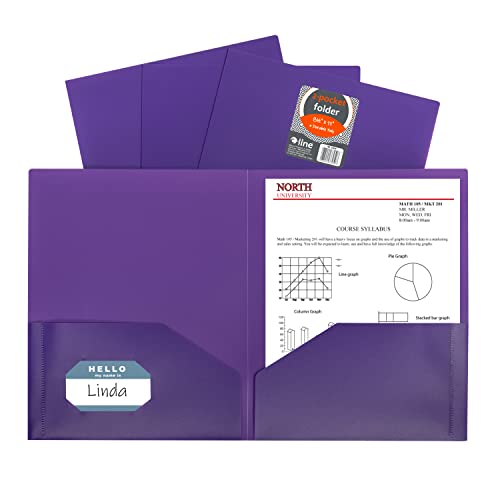 Carteras de plástico moradas con broches C-Line paquete de 25 unidades para organizar