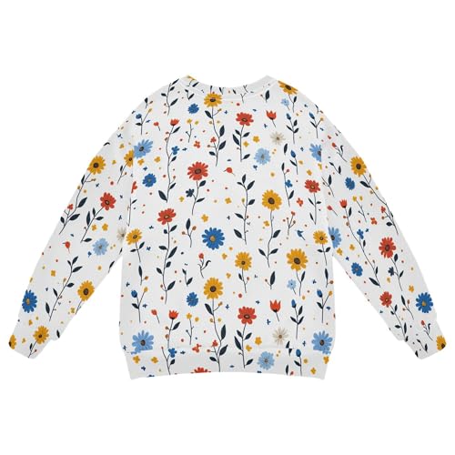 JUNZAN Flowers Sunflower Cornflower Birds White Kids Girls Hoodie Sweatshirt Fleece Boys Sweat Shirt Camping 4T2