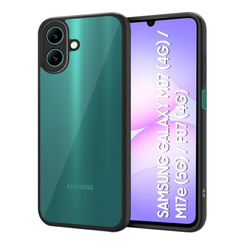 Image of CEDO Backcover for Samsung Galaxy M07 (4G) / M17e (5G) / F07 (4G) | Camera Protection Bump Shockproof Edge | Ultra Hybrid Transparent Acrylic Clear TPU+PC Hard Backcase Cover (Black)