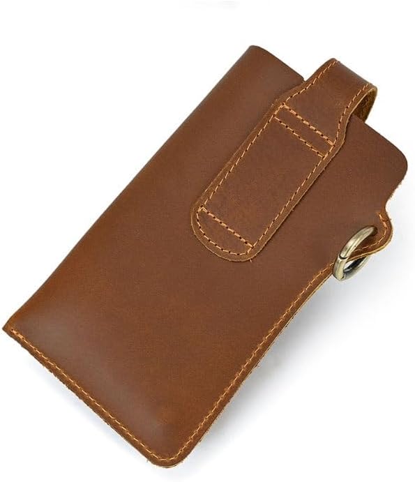 Men's Genuine Leather Waist Bag Belt Mobile Phone Pouch Magnetic Clasp image 3