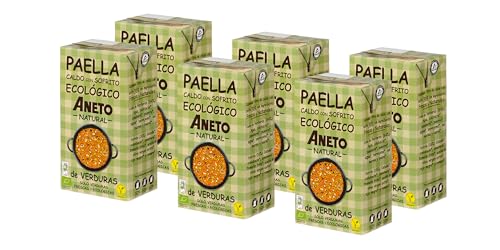 Aneto 100% Natural - Caldo Ecológico para Paella de Verduras - caja de 6 unidades de 1L