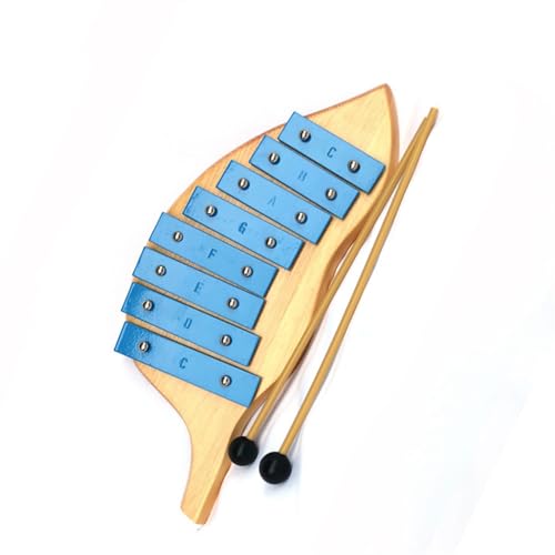 Glockenspiel Wooden Leaf-shaped Base Plate 8 Note Metal Soundboard Glockenspiel Percussion Instrument