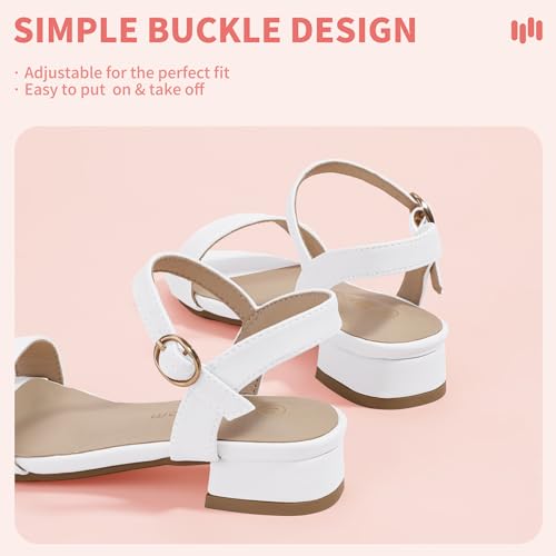 Image of Hehainom Girls Dress Shoes Sandals Open Toe Flower Girl Wedding Party School for Little Big Kids Chunky Low Heels Shoes