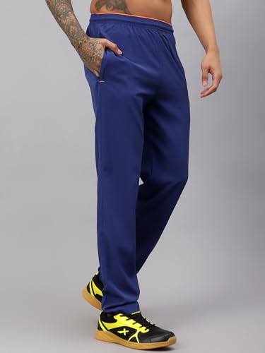 Image of Vector X Solid Men Sports Trousers 100% Polyester with Zipper Pockets(Pack of 1)