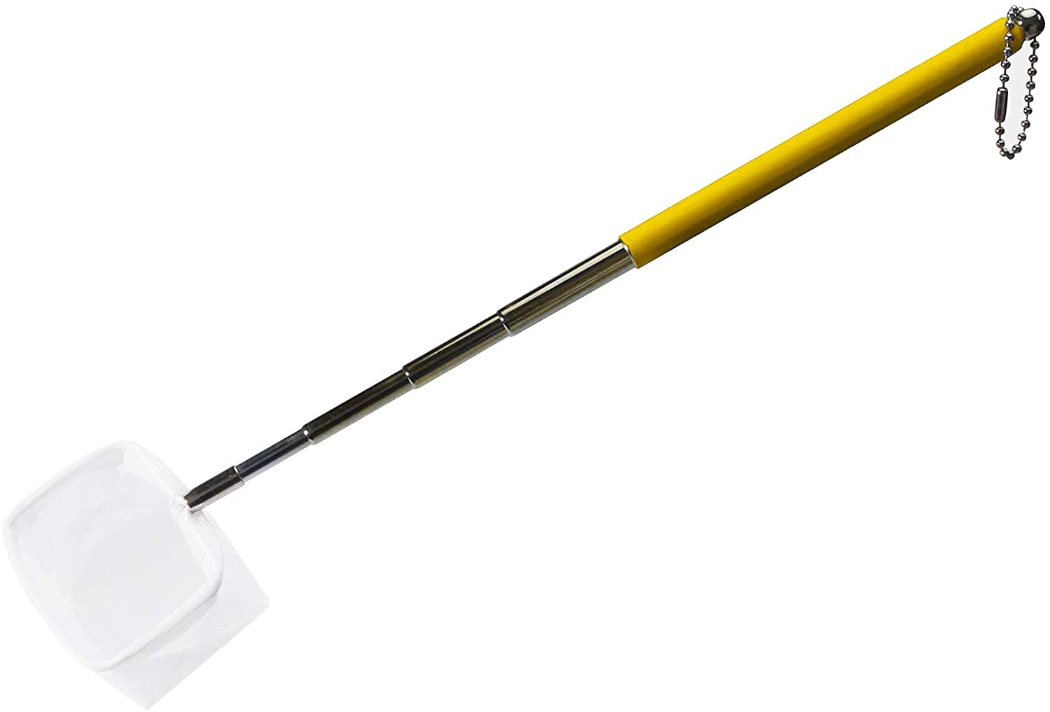 boxtech Fish Shrimp Skimming Net Feinmaschiges, erweiterbares Fischernetz mit Edelstahlgriff für Aquarium Pond Creek (Gelb, Quadrat)