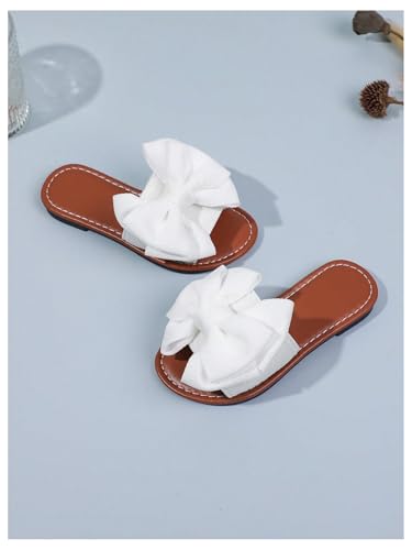 GORGLITTER Girl's Bow Flat Slip on Sandals Round Open Toe Summer Slides Sandal 6