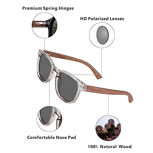 Image of HD Polarized Wood Sunglasses for Men and Women UV400 Protection Sports Classic Retro