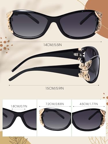 3 Pcs Polarized Sunglasses for Women Girls UV Protection Fashion Butterfly for Summer Driving Fishing, 3 Style2