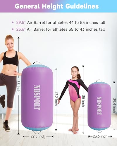 Image of Air Barrel - Air Roller Gymnastics Barrel for Back Handspring Trainer, Air Tumble Mat with Pump for Gym Training /Yoga Balance Exercise /Cheerleading /Home and Outdoor Use