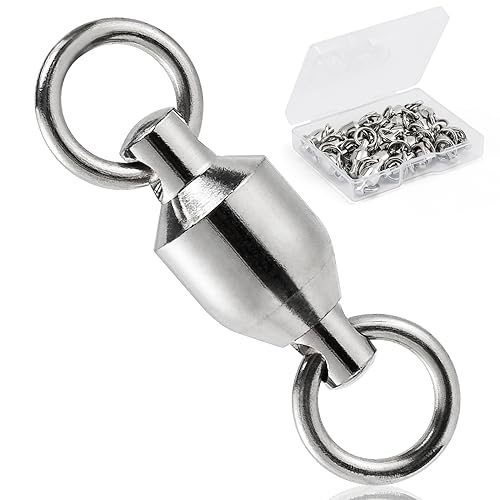 Dr.Fish 20 Pack Ball Bearing Swivels Fishing Tackles, Copper Stainless Steel Solid Rings Super High Strength Saltwater Fishing Swivels Leader Rig Connector
