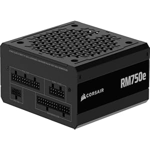 CORSAIR RM750e (2025) Fuente de alimentación ATX totalmente modular de bajo ruido con cable de 12V-2×6 – Cumple con ATX 3.1 y PCIe 5.1, eficiencia Cybenetics Gold, condensadores clasificados a 221.0