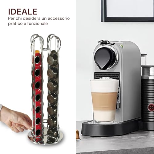Porte-capsule vertical acier moderne distributeur 28 dosettes - 5