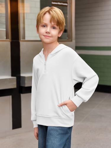 Haloumoning Boys Quarter Zip Hoodies Kids Long Sleeve Casual Pullover Sweatshirts Tops with Side Pockets 5-14 Years3