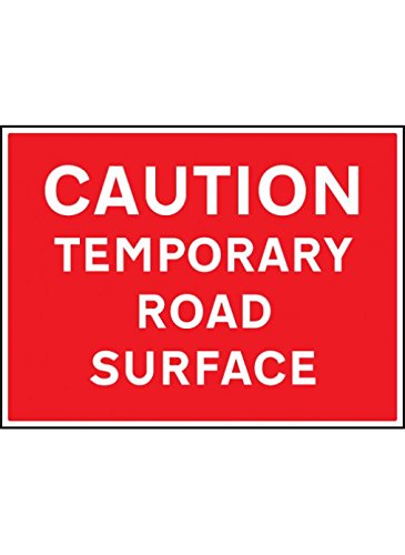 Caledonia Signs 17618Q Caution Temporary Road Surface Sign, Rigid Plastic, 600 mm x 450 mm