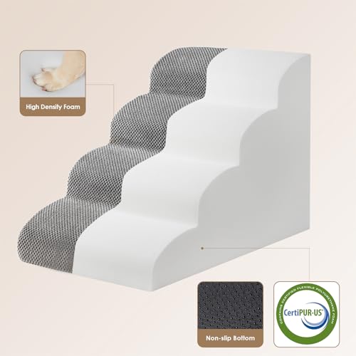 Eheyciga ECUS23PPT10FA03FO Curved Dog Stairs For High Beds 19.7 Inch H, 4-Step Dog Steps thumb #2