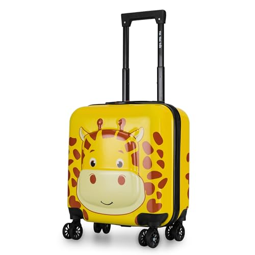 Nasher Miles Tic Tac Toe Zoo Giraffe Hard-Sided Polycarbonate Cabin Luggage Light Yellow 17 Inch|44cm Kids Trolley Bag