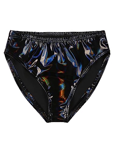 Men's Bikini Briefs Shiny Metallic Bulge Pouch Panties Underwear Low Waist Swim Trunks