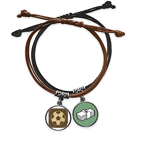 Pulsera de fútbol ajustable pulsera cuerda mano cadena cuero negro