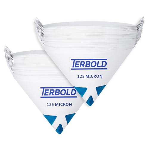 Terbold 250pcs 125 Micron Paint Strainer Filters with Blue Nylon Mesh Tips,