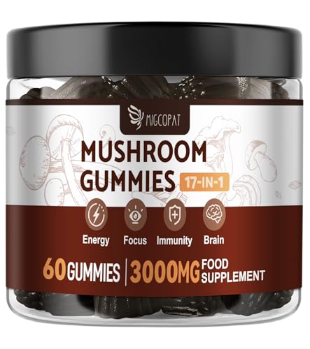 Mushroom Gummies Mushroom Complex Supplement with Lions Mane 60 Vegan Gummies