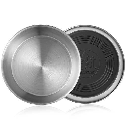 Wellbro Stainless Steel Cat Bowls Non-Slip Anti Whisker Fatigue