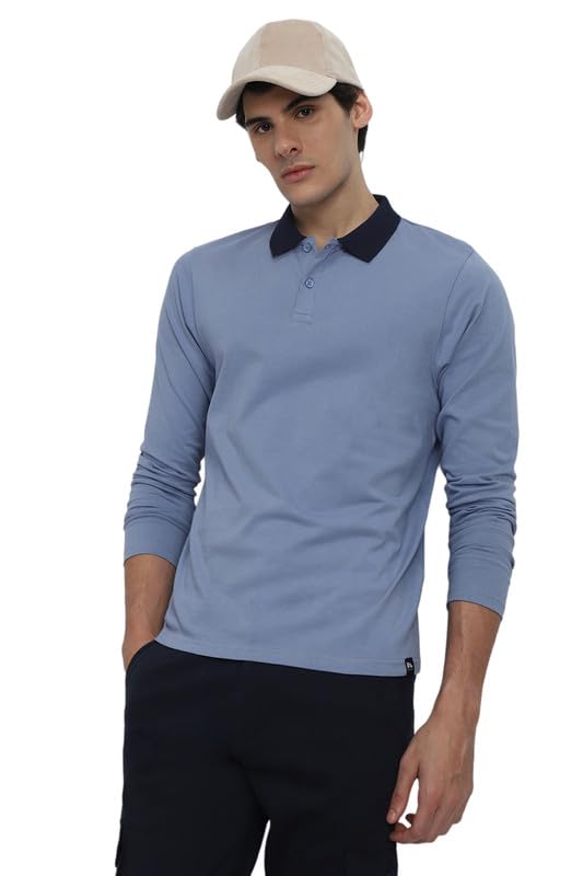 Image of Dennis Lingo Men's Cotton Polo Neck Tshirt, Regular Fit Long Sleeve