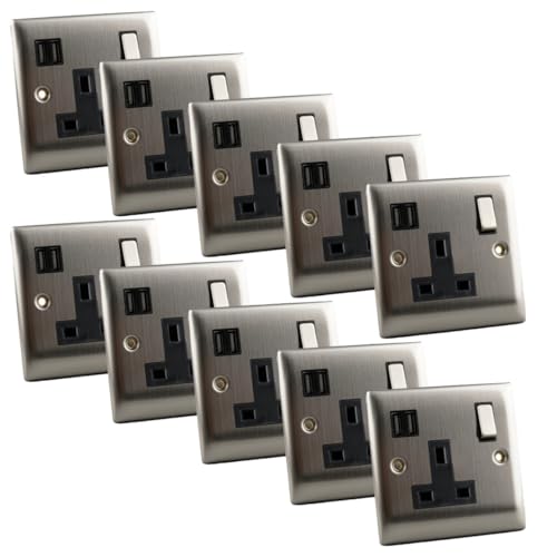 Prise murale bord fin chrome brossé 5V pour installation encastrée