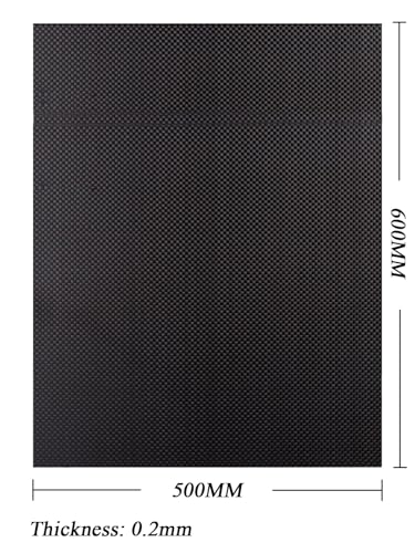 COYOUCO Carbon Fiber Sheet, 500 X 600Mm Carbon Fiber Board Plate, Plain Weave 3K Glossy Surface Carbon Fiber Sheets,0.2mm