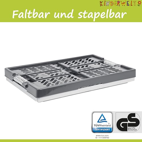 KiNDERWELT 45 Liter stabile Faltbox Klappbox Kunststoff bis 50 kg Gummi Handgriffe