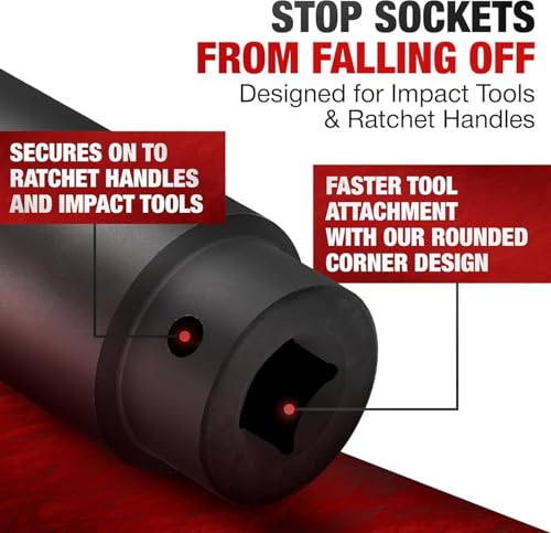 Image of TIGHTSPOT 1 /2 Inch Drive - 1 3 /4 Inch Deep Impact Socket with Anti-Rounding 6 Point Design, Heat-Treated CRMO Steel