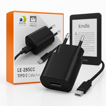 Carregador Kindle 11ª Geração USB-C Ultra Rápido - Bivolt Leve Compacto Eficiente Ideal Para Leitura Sem Pausas