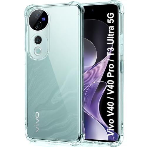 Image of TheGiftKart Crystal Clear Back Cover Case for Vivo V40 / V40 Pro / T3 Ultra 5G | Shockproof Soft TPU Case | Cushioned Edges for Ultimate Protection Back Cover Case (TPU, Transparent)