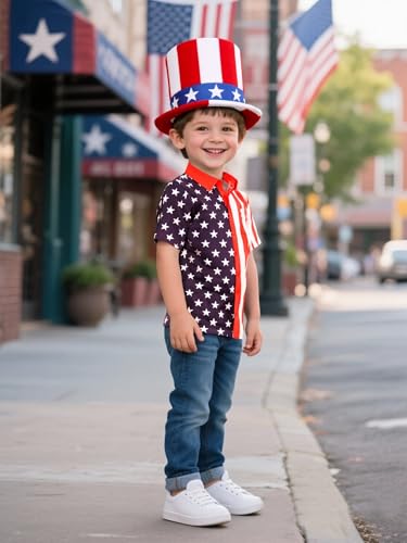 COSLAND 4th of July Hats for Kids Toddler and Boy American Flag Top Hat3