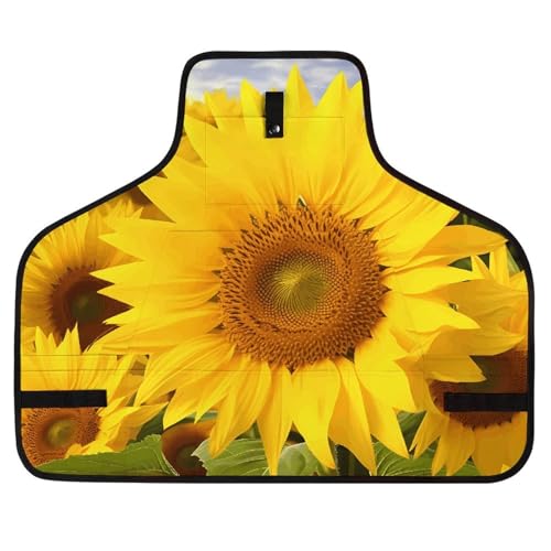 Delantal de trabajo con girasoles y 8 bolsillos ajustable miniatura 1