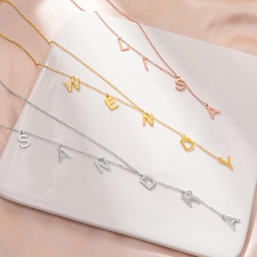 AILIN Custom Lariat Necklace for Women 925 Sterling Silver/Stainless Steel 18K Gold Plated Personalized 3-9 Letters Initial Necklace for Her Y Shape Name Necklaces Birthday Christmas Gifts For Mother4