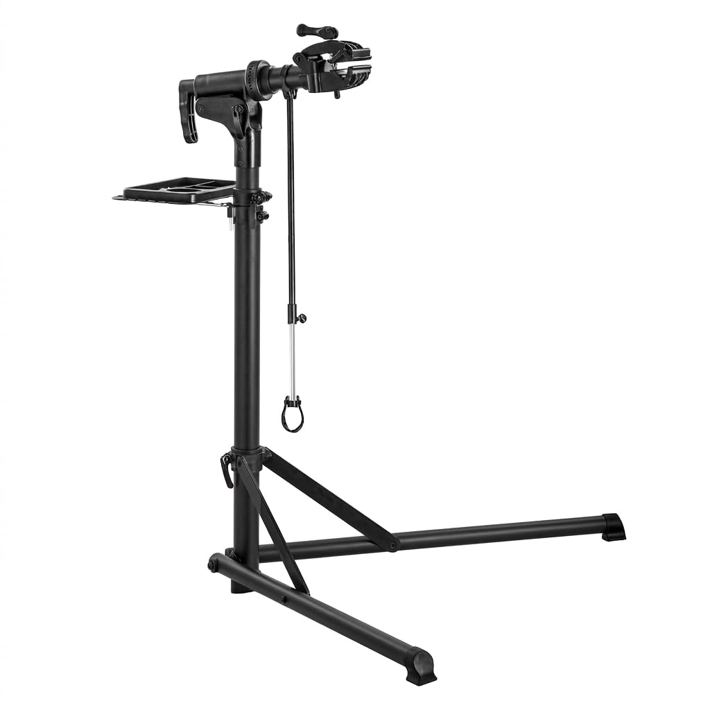 Helo Fahrrad Montageständer Reparaturständer aus Aluminium höhenverstellbar, 360° drehbar, klappbar, mit magnetischer Werkzeugablage 50 kg XL