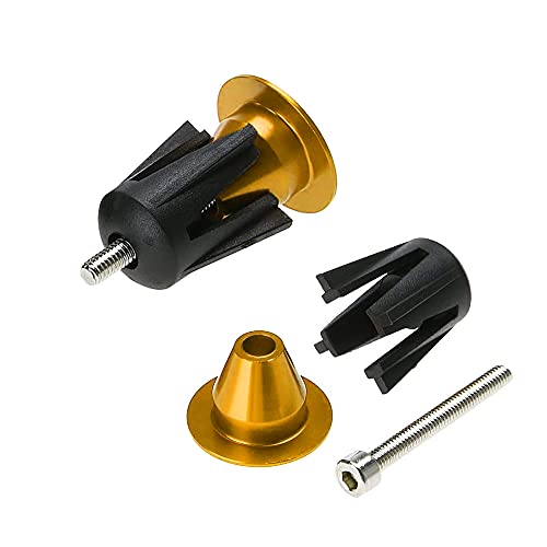 QitinDasen 2 works Bike Handlebar End Plugs, Aluminum Bicycle Bar End Caps, for Road Bike MTB, BMX (Golden + Silver) - Image 2