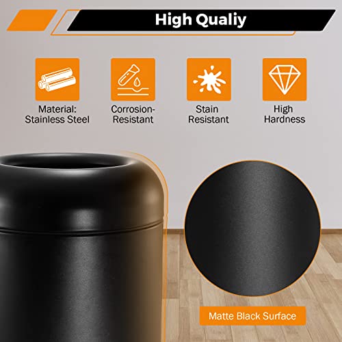 Image of BEAMNOVA Commercial Trash Can 16.5 Gallon Open Top Outdoor Indoor Garbage Enclosure Inner with Lid Inside Barrel 14.6 * 32.7 inch Stainless Steel Industrial Waste Container