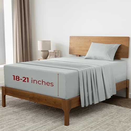 Image of Mellanni Extra Deep Twin XL Sheets - 3 PC Iconic Collection Bedding | Hotel Luxury, Ultra Soft, Cooling Bed Sheets - Wrinkle, Fade, Stain Resistant (Twin Extra Long, Spa Mint)