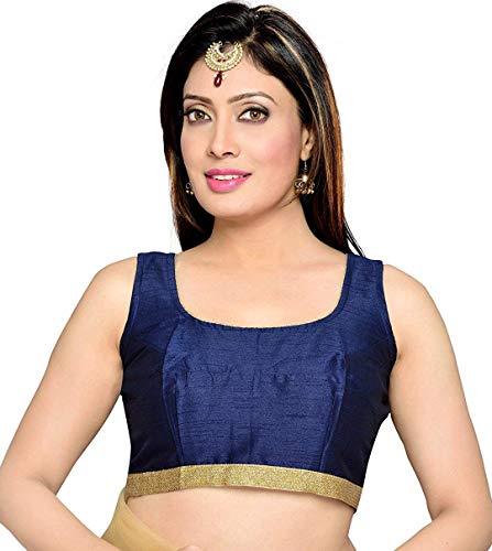 HIRAL DESIGNER Women's Party Wear Readymade Indian Style Padded Blouse for Saree Crop Top Choli (44-3XXL, Navy Blue 1)