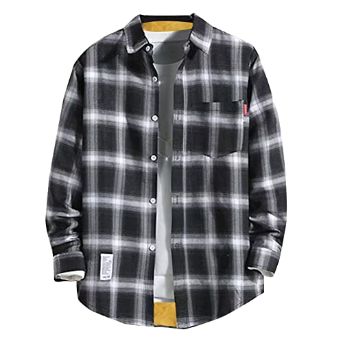 WUSENTOF Herren Fleece-Hemd Langarm mit Kapuze Freizeit Herrenhemden Langarmshirt Baumwolle Holzfällerhemd Casual Hemden Freizeithemd Leichte Trachtenhemd Casual Fashion Stehkragenhemd Arbeitshemd