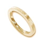 Edler Designer Ring - Damenring und Herrenring - angefertigt aus feinstem 925er Sterling Silber - mattiert - Breite 2, Stärke 2,3 mm – galvanisch vergoldet - ideal auch als Zusteckring Vorsteckring - wird gerne zusammen getragen mit dem gleichen Modell mit Stein ASIN B089ZVCFY9