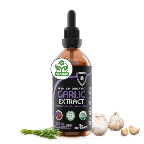 Zenmen Organic Garlic Cloves Extract (Odorless Tincture) - Immune Support, Source of Antioxidants - 2.32 oz / 60ml, Vegan, Manufactured in the USA