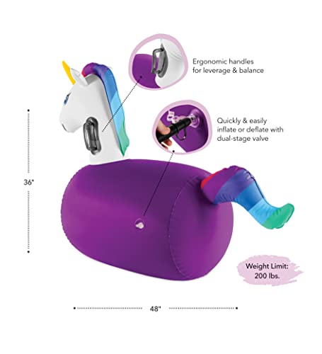 Hearthsong Inflatable Unicorn Ride On Bouncer Hippity Hop Toy For Kids Active Play With Handles And Weighted Bottoms, Set Of 2, Holds 200 Pounds #TOP2